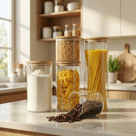 HomArtist airtight bamboo lid seals freshness and prevents spills.