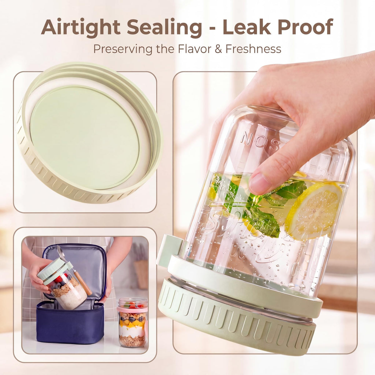 HomArtist airtight silicone gasket with PP lid prevents leaks during transport.