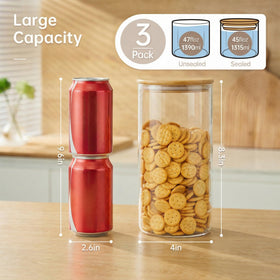 HomArtist clear glass pantry containers offer quick visibility for ingredients.