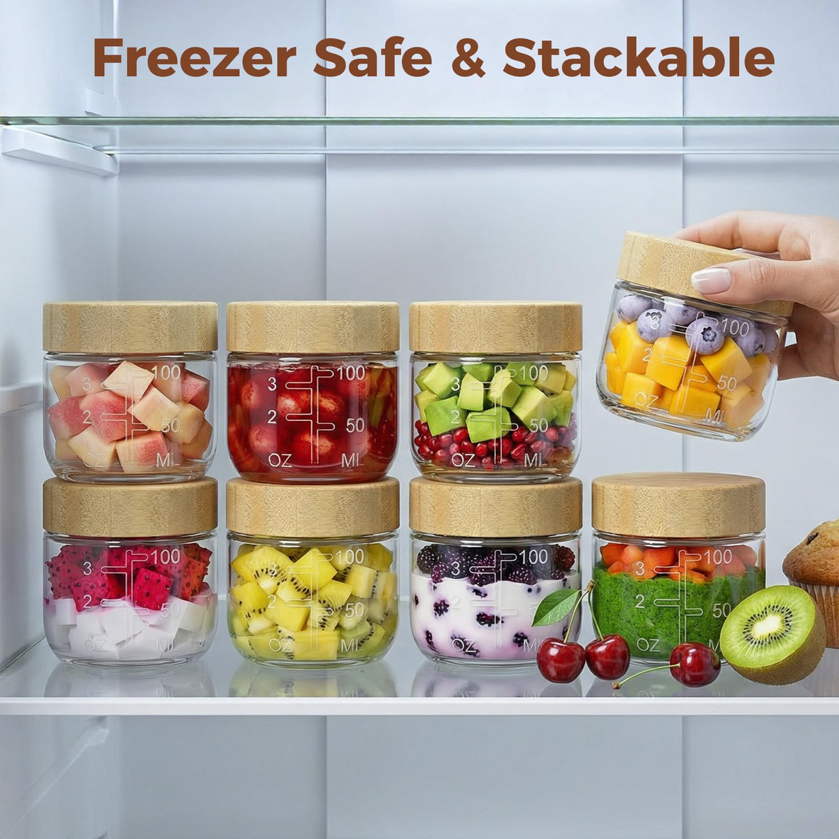 HomArtist compact 3oz containers fit car cup holders and bags.