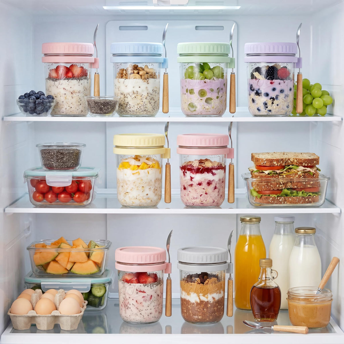 HomArtist crystal-clear glass jar highlights layered foods attractively