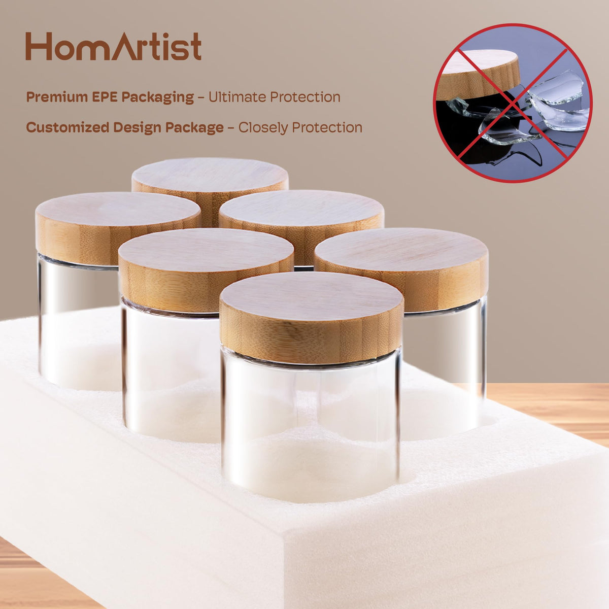 HomArtist stylish glass jars enhance kitchen decor while storing foods and crafts.