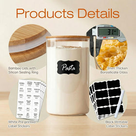HomArtist 27oz wide-mouth jar with bamboo lid for flour.