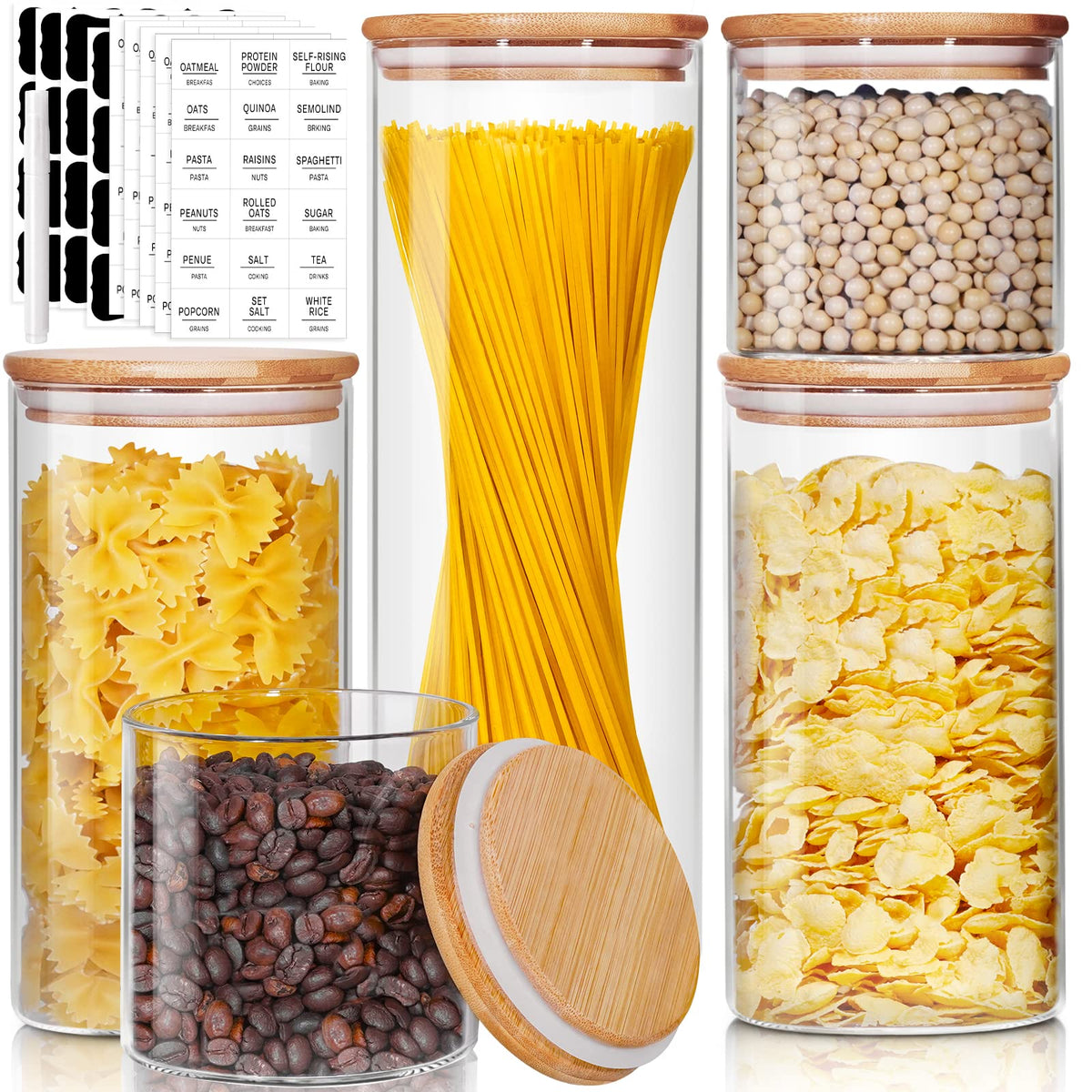 HomArtist 79oz wide-mouth jar with bamboo lid for easy refilling.