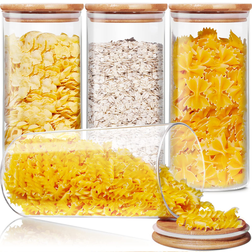 HomArtist glass jars with bamboo lids showing large capacity for pantry staples