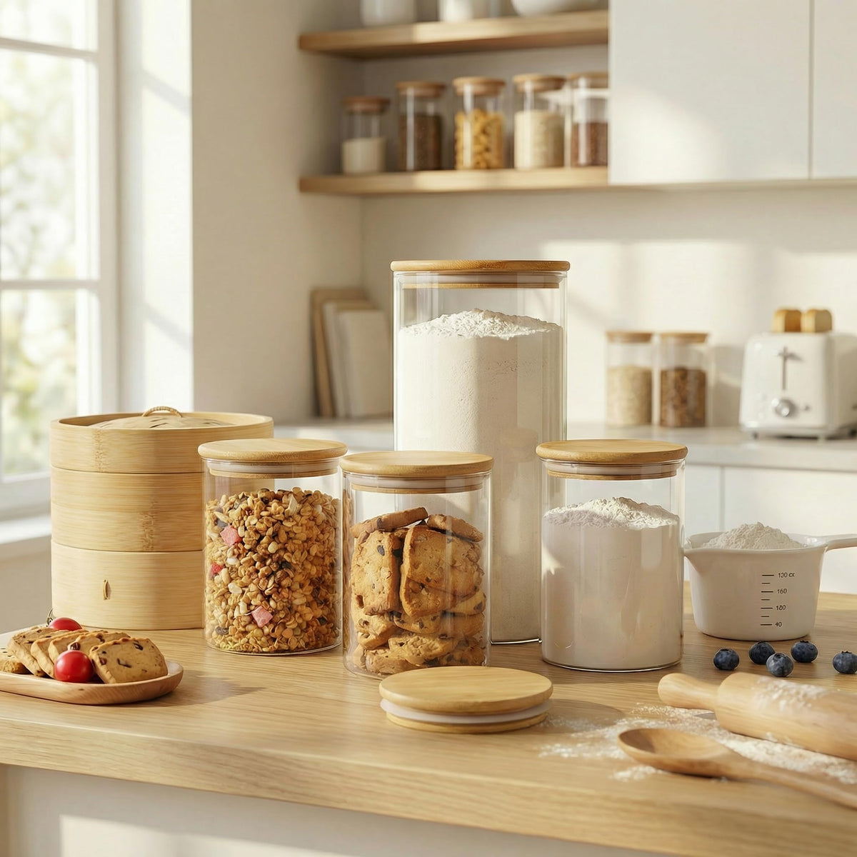 HomArtist label sticker set helps organize flour, sugar, pasta, and more.