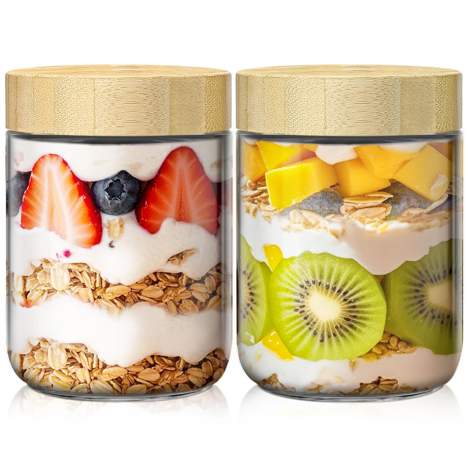 HomArtist overnight oats container with bamboo lid for easy meal prep and freshness.
