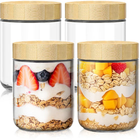 HomArtist 16oz overnight oats jar with bamboo lid for easy meal prep