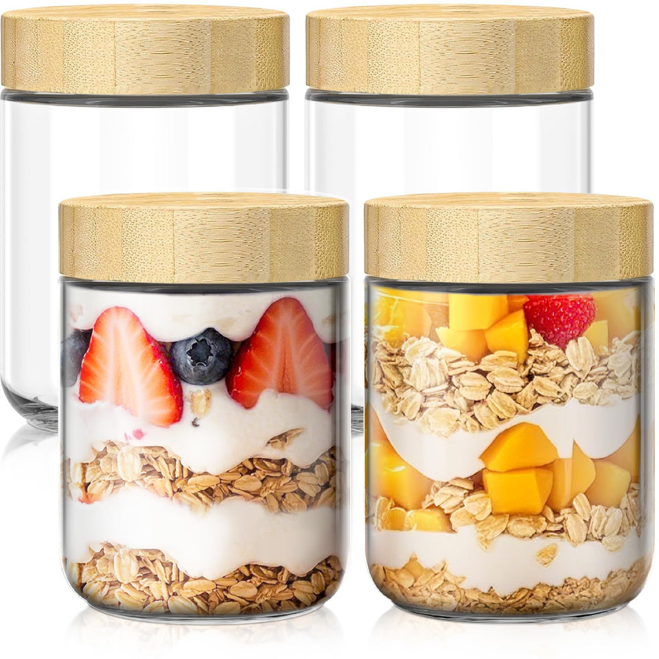 HomArtist 16oz overnight oats jar with bamboo lid for easy meal prep