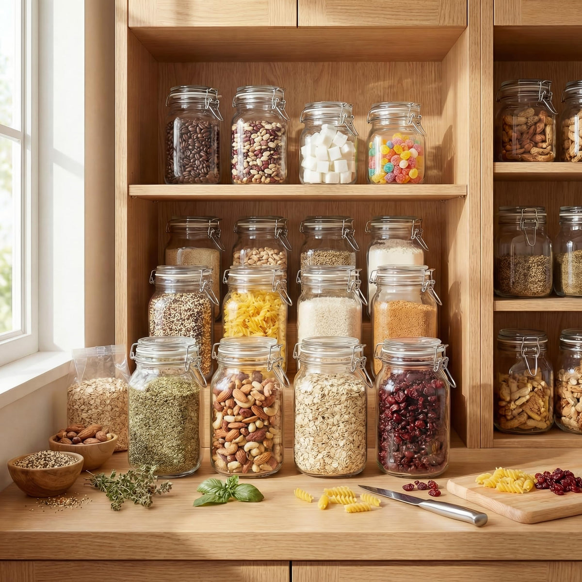 HomArtist stackable jars help declutter and improve kitchen efficiency.