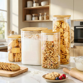 HomArtist transparent glass jar shows contents clearly for quick checks.