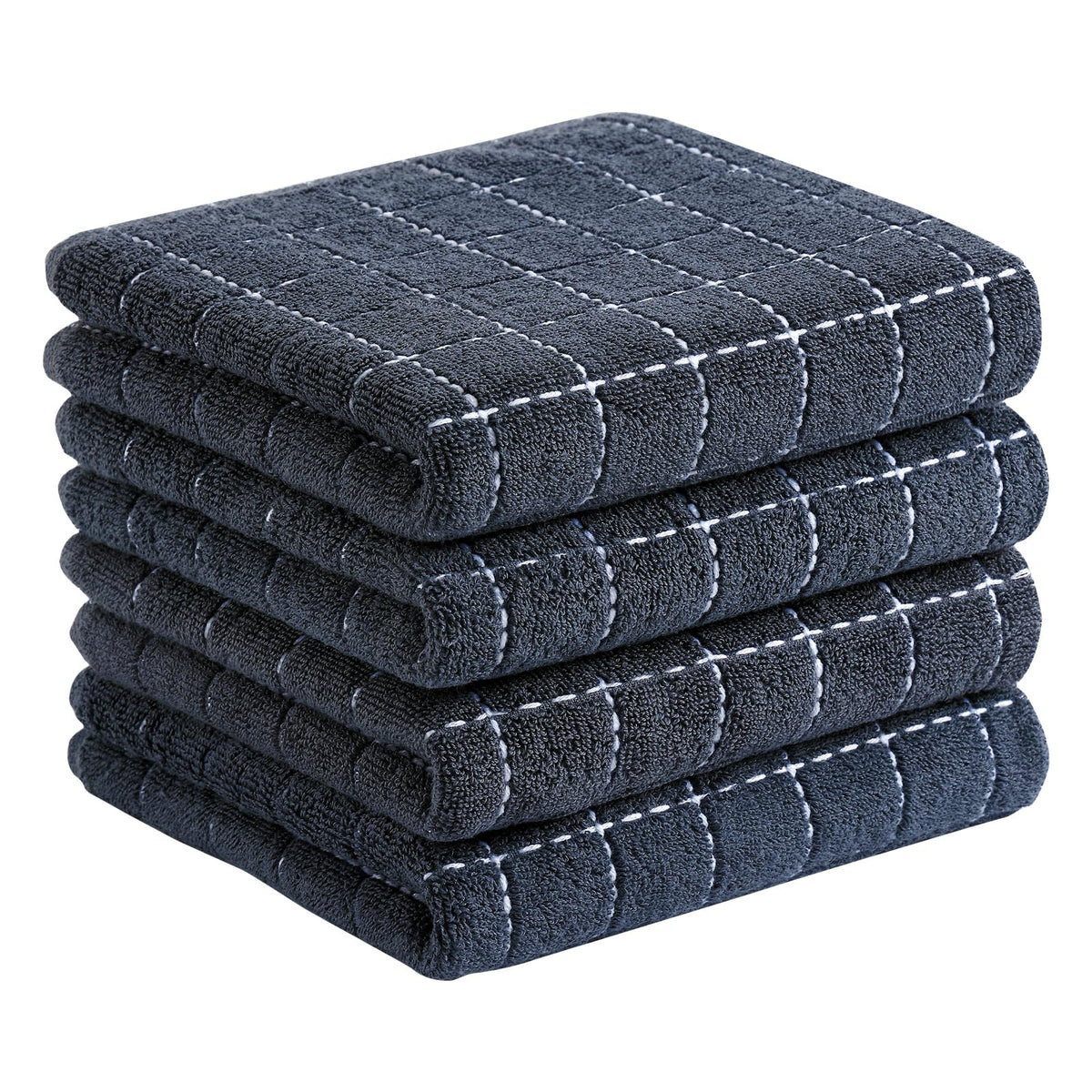 Homaxy 100% cotton terry kitchen towels in dark grey 4-pack, built for daily cleaning.