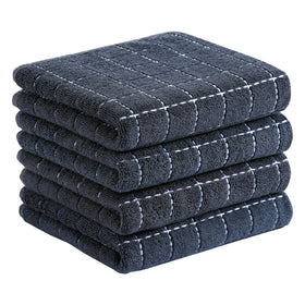 Homaxy 100% cotton terry kitchen towels in dark grey 4-pack, built for daily cleaning.