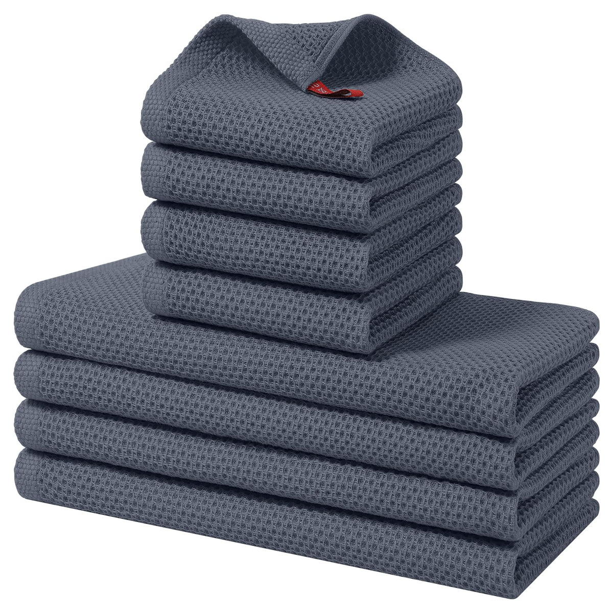 Homaxy 100% cotton kitchen towels with waffle weave for scratch-free drying.