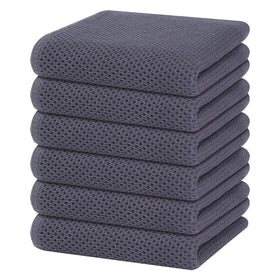 Homaxy 100% cotton waffle dish towels six-pack for soft, durable cleaning.