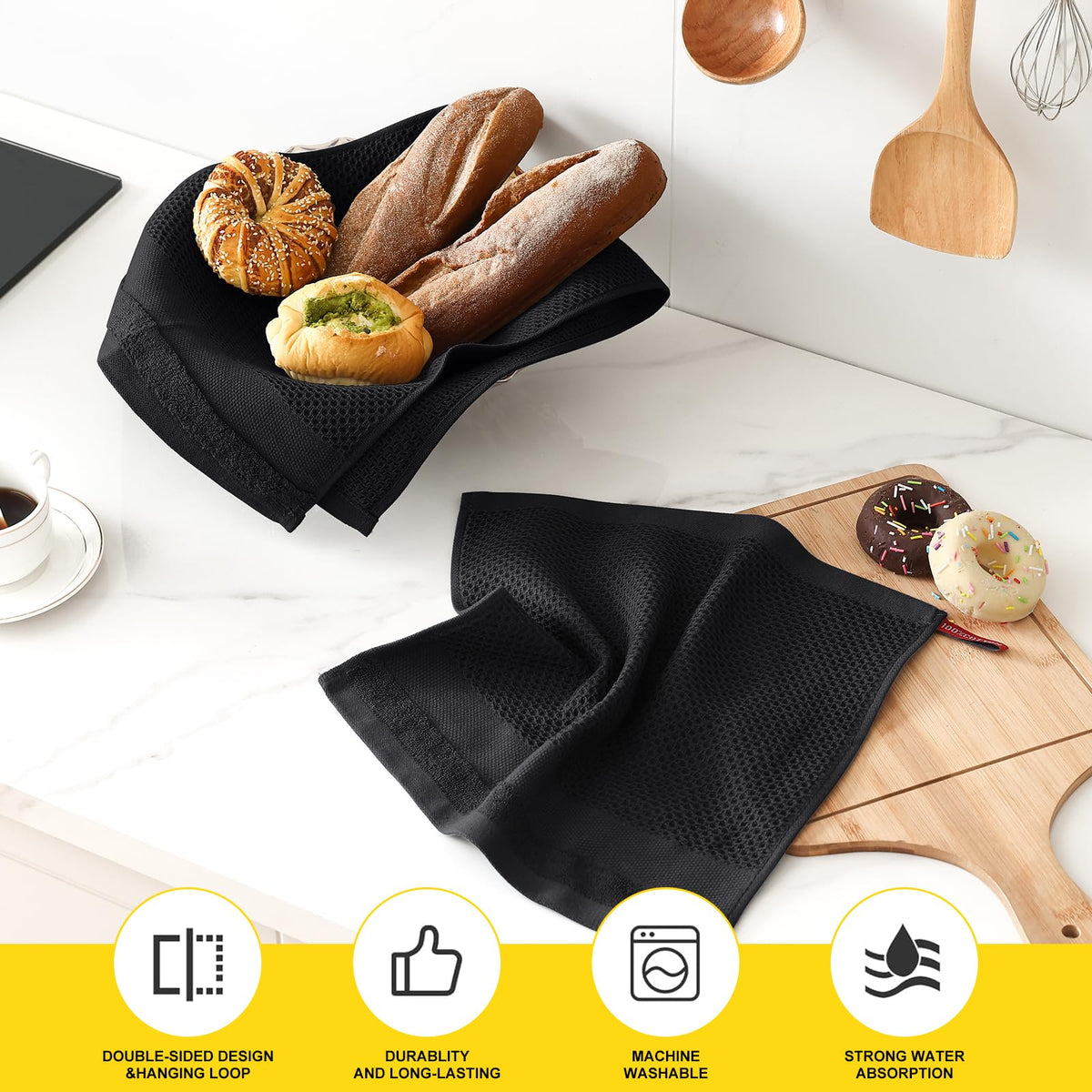 Homaxy 100 percent cotton waffle dishcloths deliver soft texture and sturdy cleaning