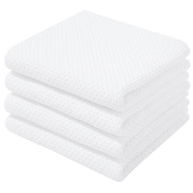 Homaxy 100% cotton waffle towels folded for soft cookware care