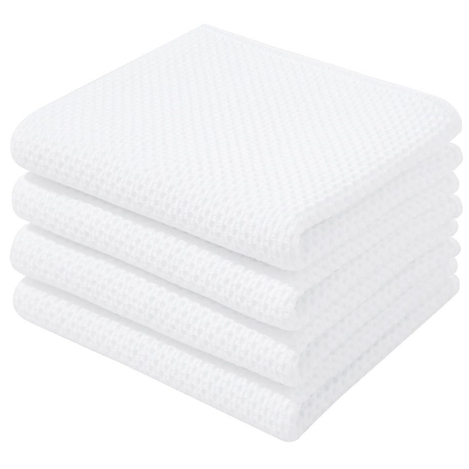Homaxy 100% cotton waffle towels folded for soft cookware care