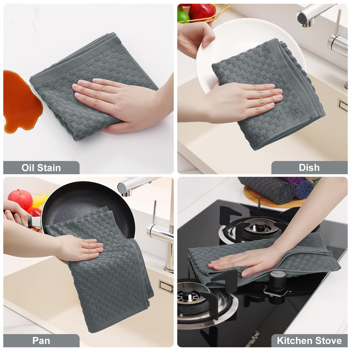 Homaxy 15x25 inch towels provide ample drying surface for dishes and countertops.