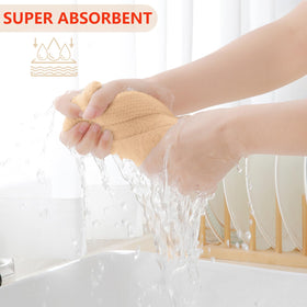 Stacked Homaxy apricot dishcloths demonstrate coordinated kitchen look and durability.