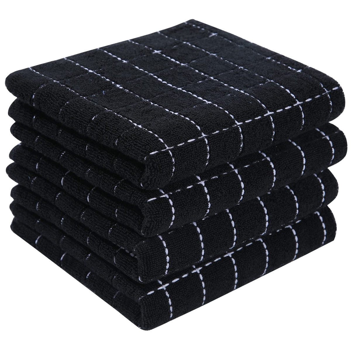 Homaxy 100 cotton terry towels in black checkered pattern for quick dish drying