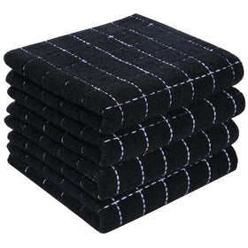 Homaxy 100 cotton terry towels in black checkered pattern for quick dish drying