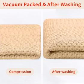 Homaxy apricot dishcloth after washing shows softening and maintained shape.