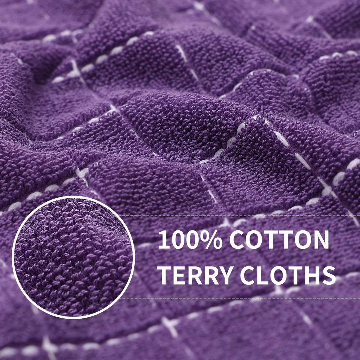 Homaxy checkered kitchen towels 12x12 close-up shows plush terry fibers for quick drying.