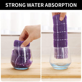 Homaxy checkered kitchen towels 13x28 stack demonstrates versatile size for drying and wiping.