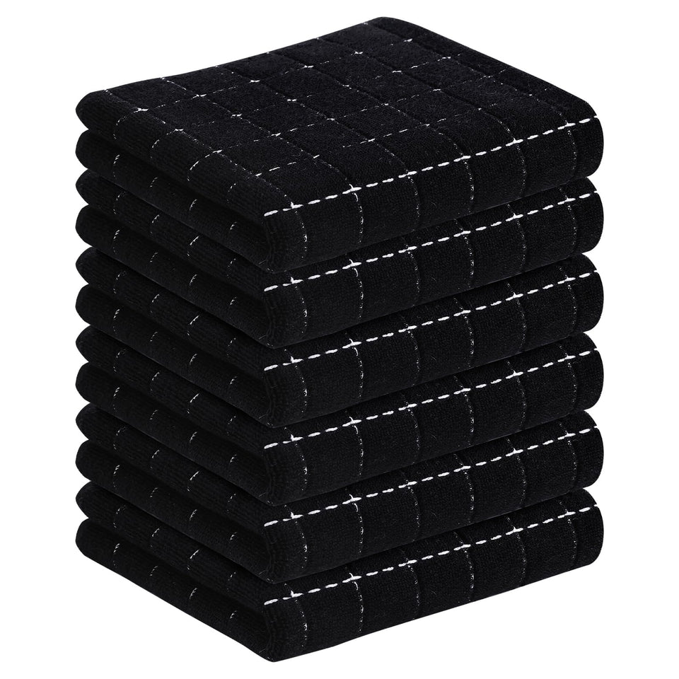 Homaxy black checkered towel closeup showing soft, absorbent fibers for dish drying.