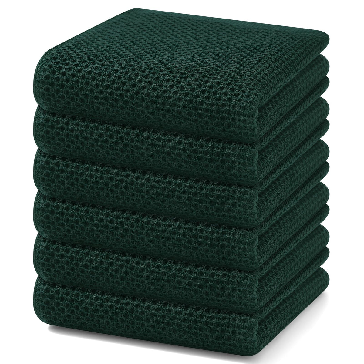 Homaxy cotton waffle dish towels in a 6-pack for quick drying and gentle cleaning