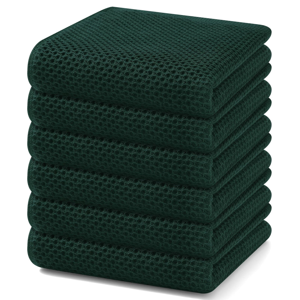 Homaxy cotton waffle dish towels in a 6-pack for quick drying and gentle cleaning