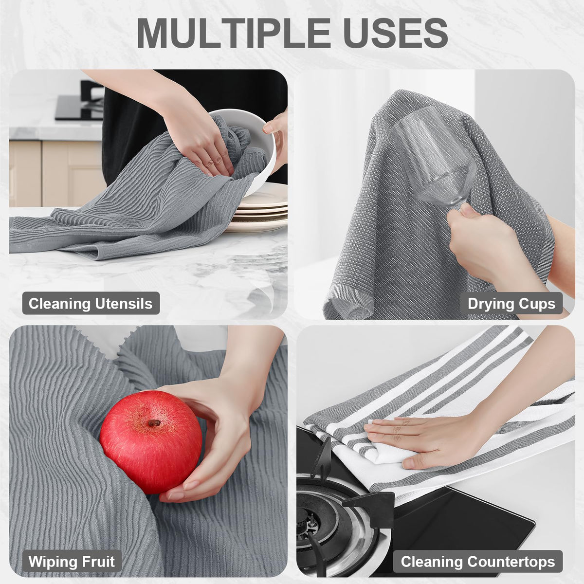 Homaxy six-towel pack with three styles for easy task differentiation.