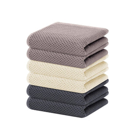 Homaxy 6-pack dish towels, mixed colors, soft and absorbent for easy drying