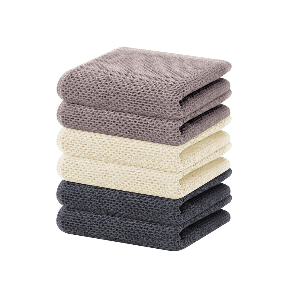 Homaxy 6-pack dish towels, mixed colors, soft and absorbent for easy drying
