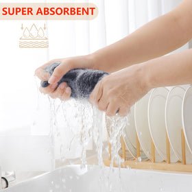 Homaxy dish towels in use for drying, demonstrating strong absorbency.