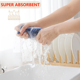 Homaxy 13 x 28 inch towels in action drying pots and pans.