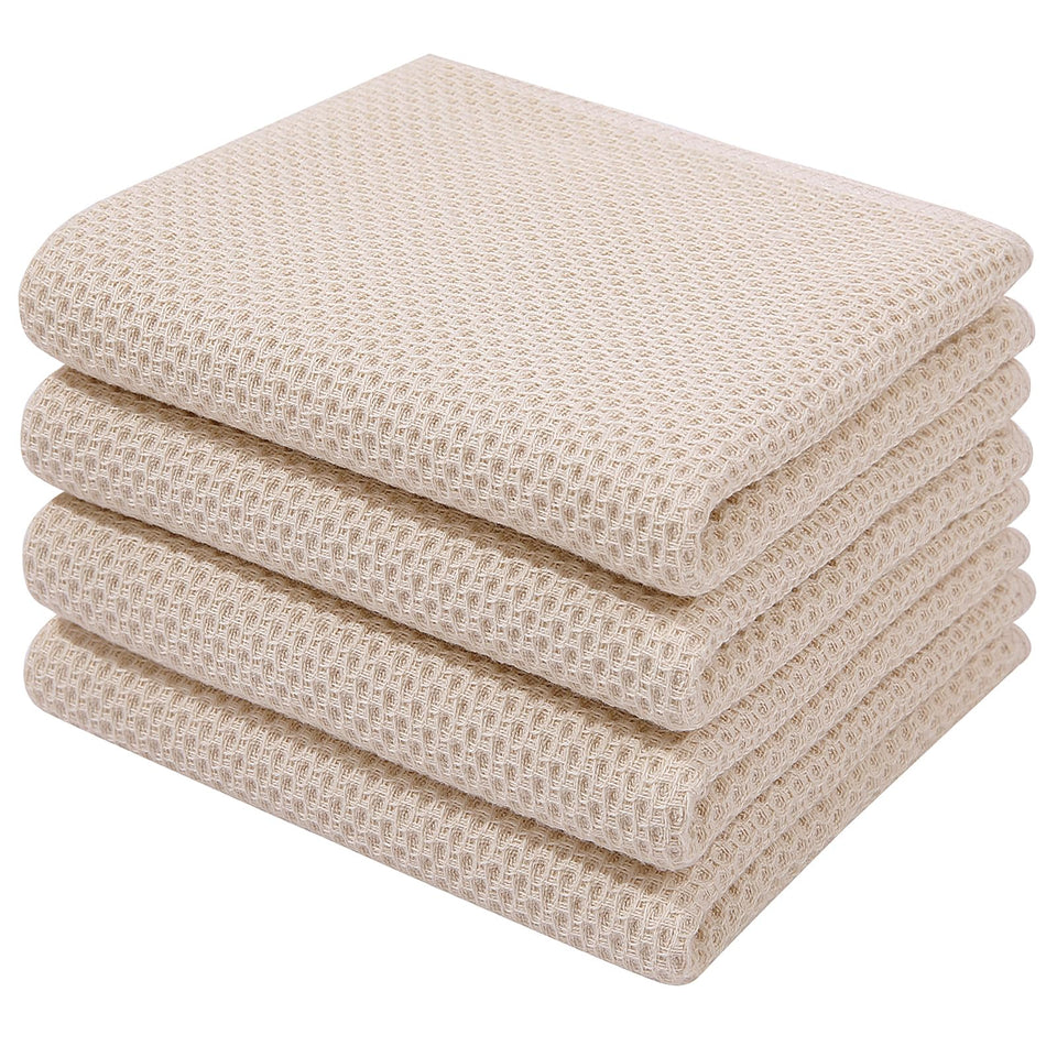 Homaxy dish towels close-up showing honeycomb weave and soft texture.