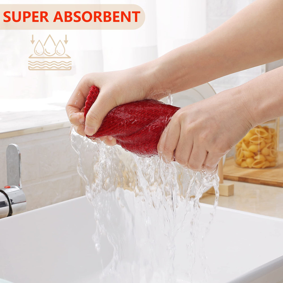 Homaxy red 13x28 inch towels ideal for quick drying and wiping.