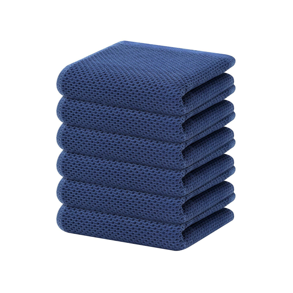 Homaxy navy dish towels folded for quick drying and easy use.