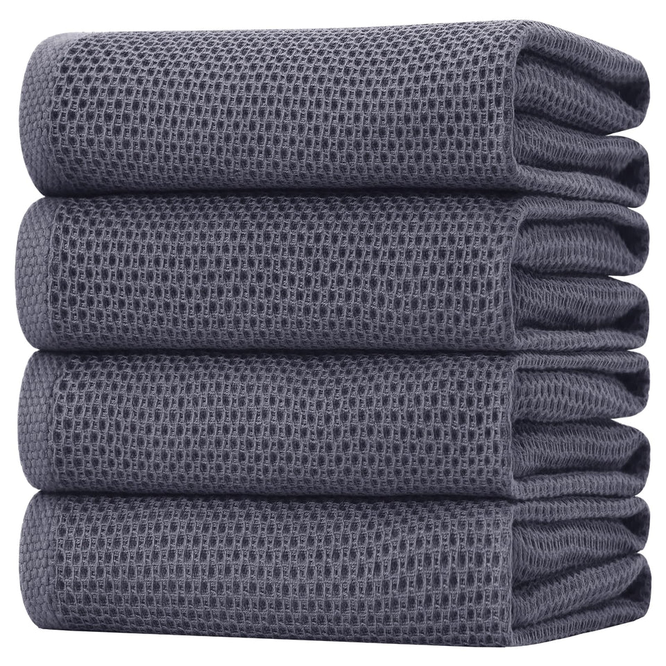 Homaxy 100% cotton waffle dish towel with soft touch for delicate cookware