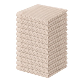 Homaxy beige 12x12 dishcloths flatlay showing soft cotton texture.