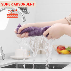 Homaxy honeycomb pattern dishcloth demonstrates strong absorbency for drying dishes.