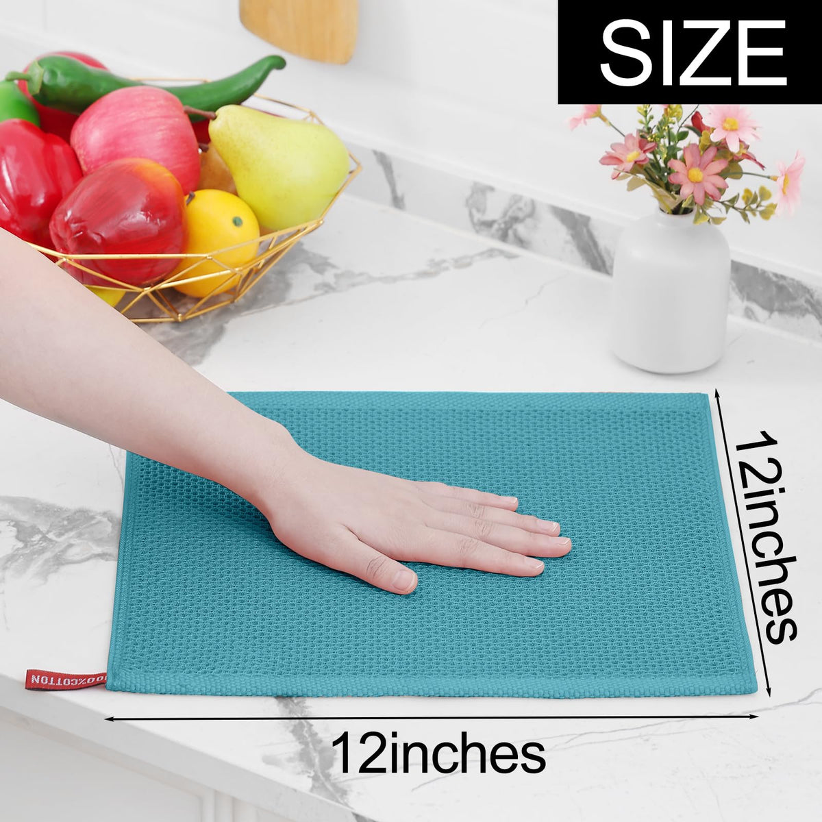 Homaxy dishcloth in kitchen setup demonstrates absorbent drying after washing dishes.