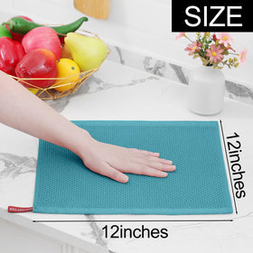 Homaxy dishcloth in kitchen setup demonstrates absorbent drying after washing dishes.