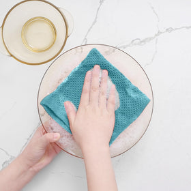 Homaxy dishcloth lake blue folded square ready for everyday drying tasks.
