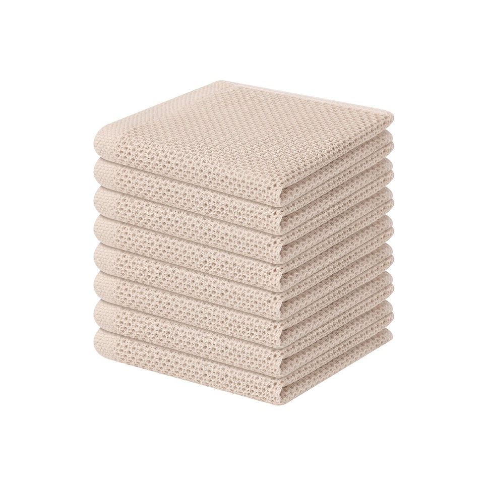 Homaxy beige waffle weave dishcloths in an 8-pack for durable daily use