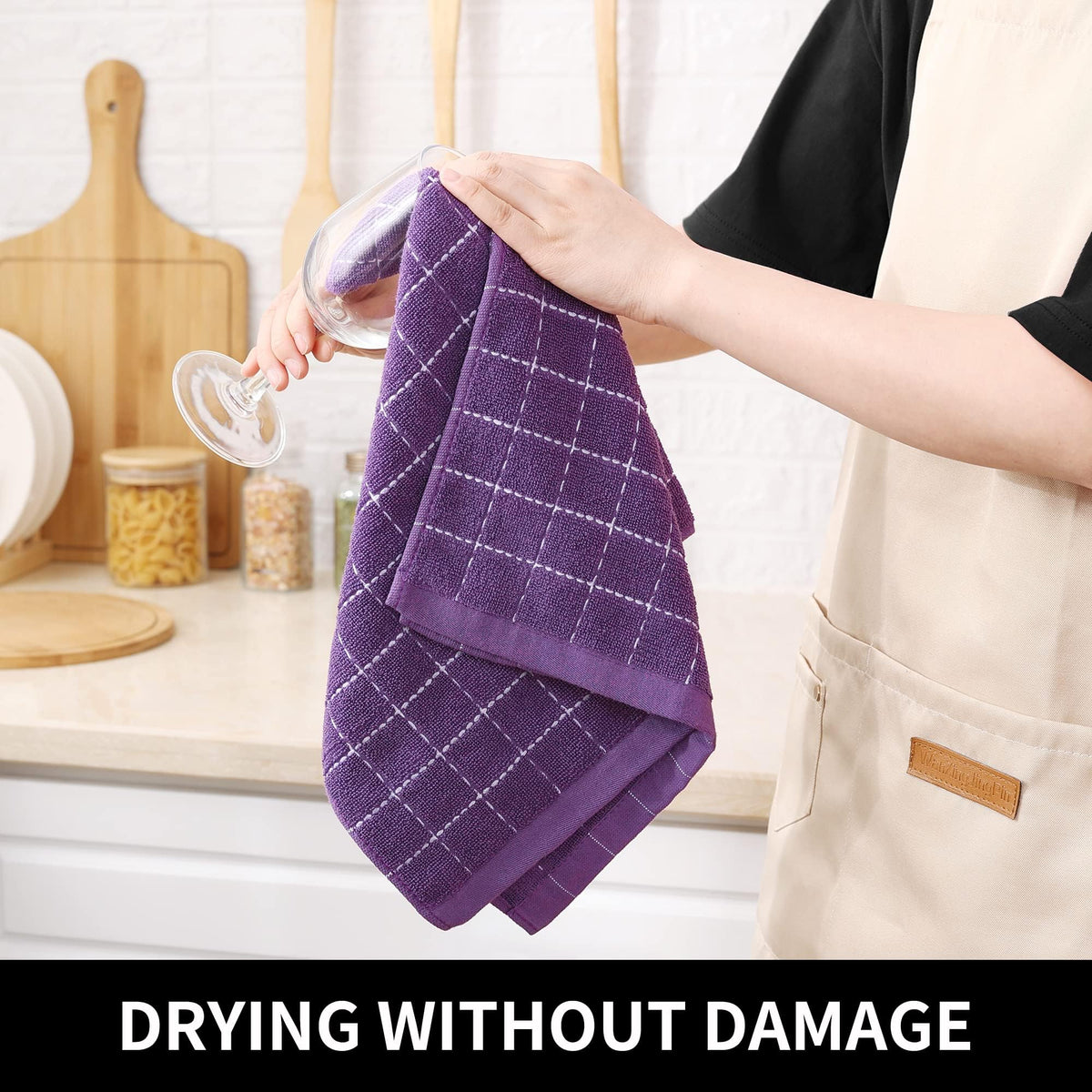 Homaxy dishcloths terry absorbent set shows soft fibers ready for spill cleanup.