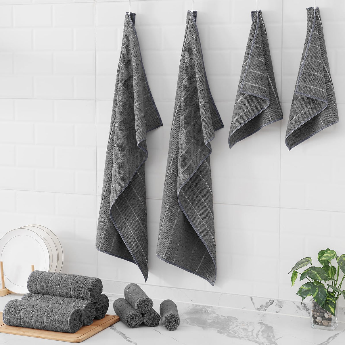 Homaxy towels hang to dry after use on a drying line.