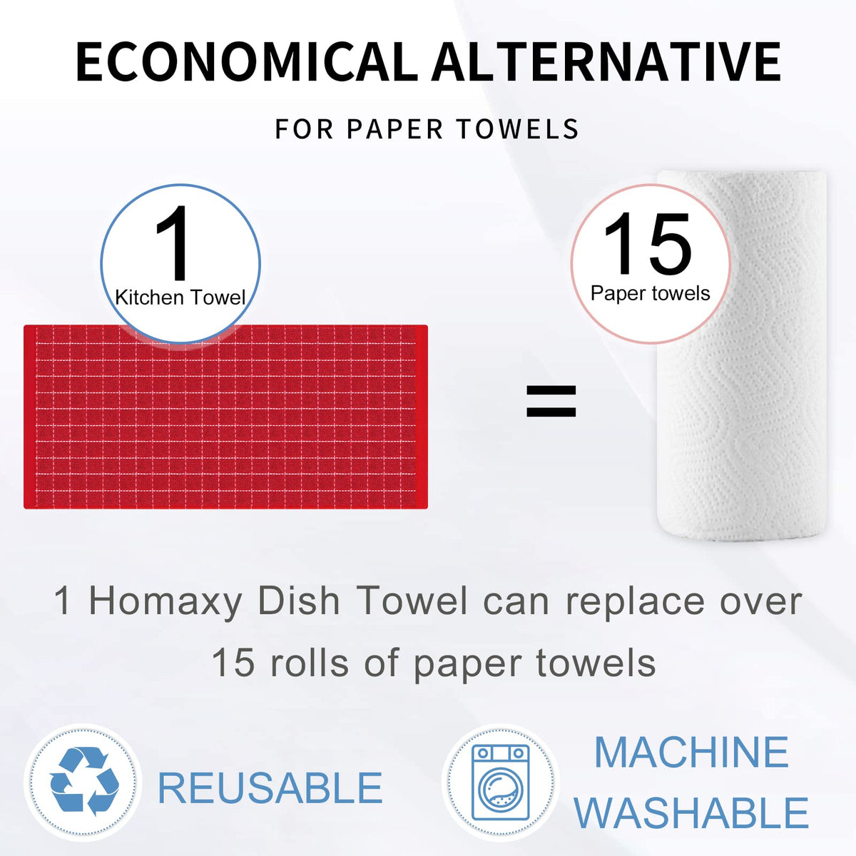 Homaxy easy care kitchen towels ready for cold wash and low dry